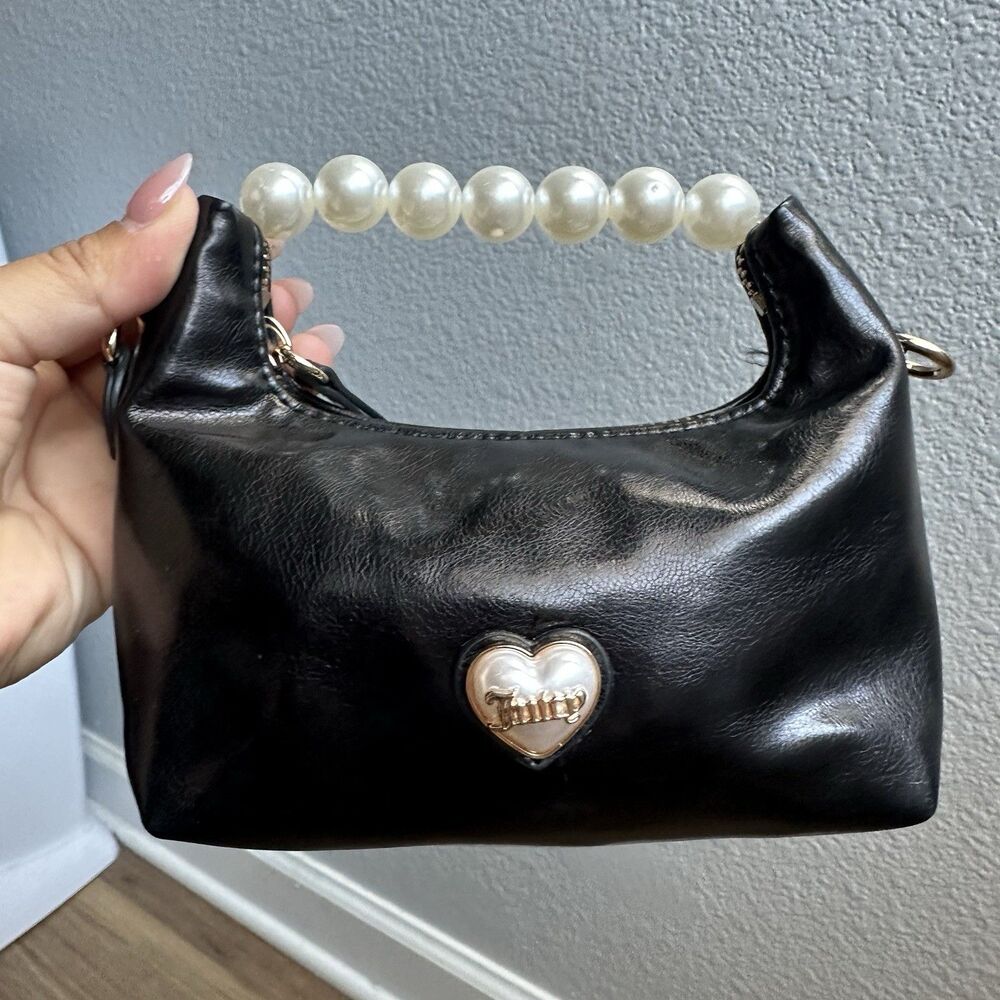 Juicy Couture Black Faux Leather Pearl Handle Mini Bag - Picture 2 of 8